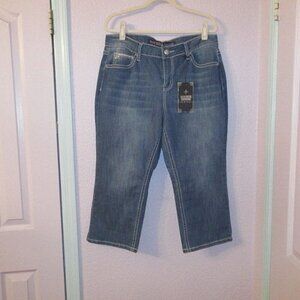 Rockin Denim Women's Jeans Size 16 Bling Stretch Capri Rhinestones Studs Sequins